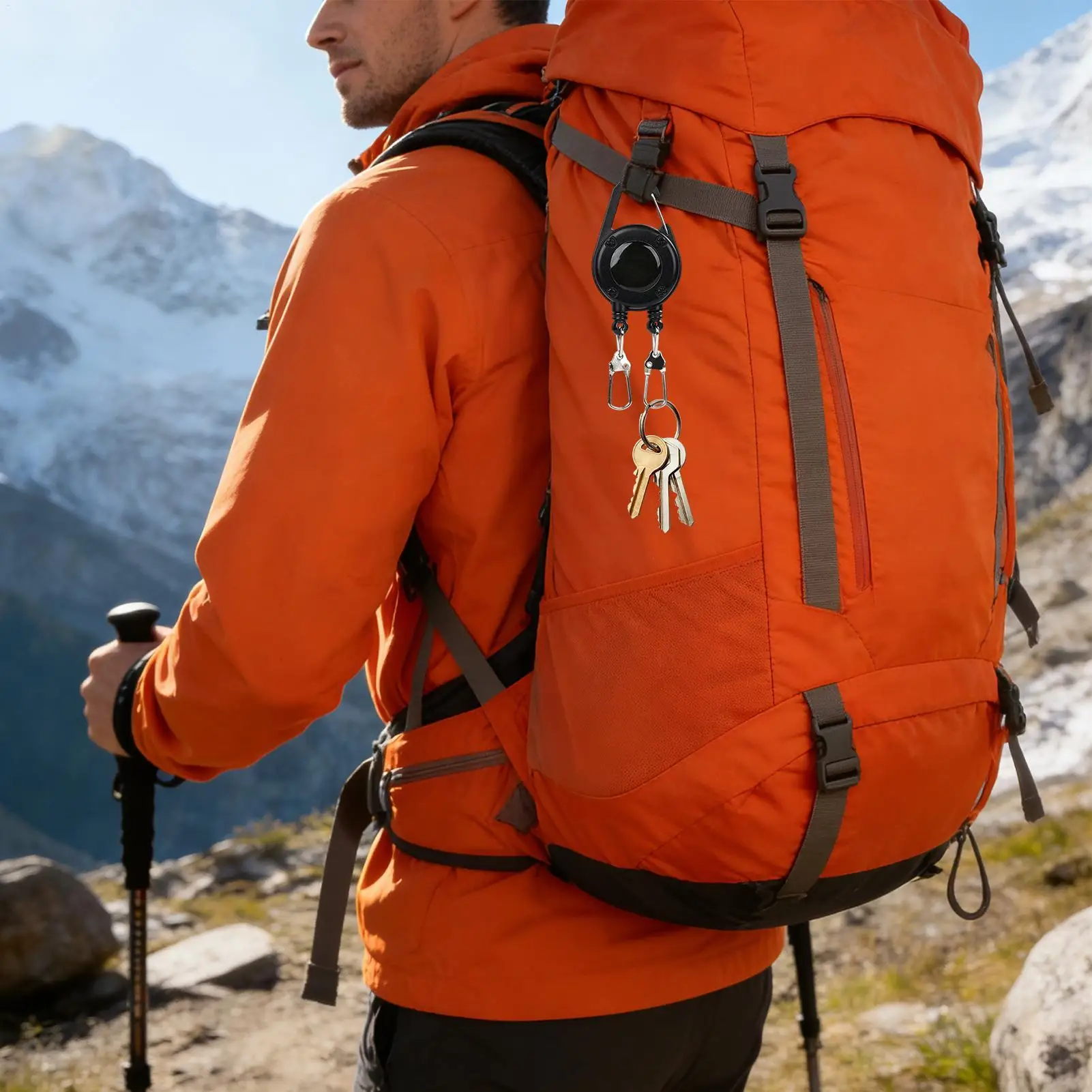 

Выдвижной шнурок-роллер с карабином, креплением на ремень, брелоком для ключей и бейджа, стальной трос для активного отдыха, кемпинга, походов, рыбалки