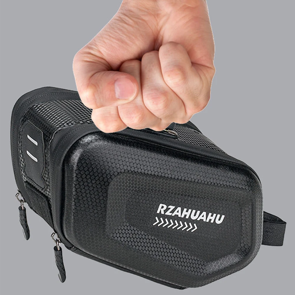 RZAHUAHU Bike Seat Tail Pouch Bag Night Reflection Hard Shell Cycling Accessories 2.5L Large Capacity Bike Seat Tail Rear Pouch