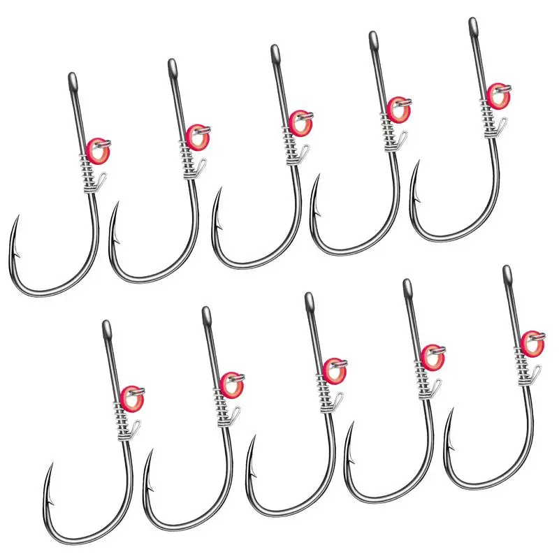 10pcs Live Shrimp Fishing Fixed Hooks Portable Barbed Fishhook Carbon Steel Sharp Fishhooks Beach and Live Bait Fishing Hooks