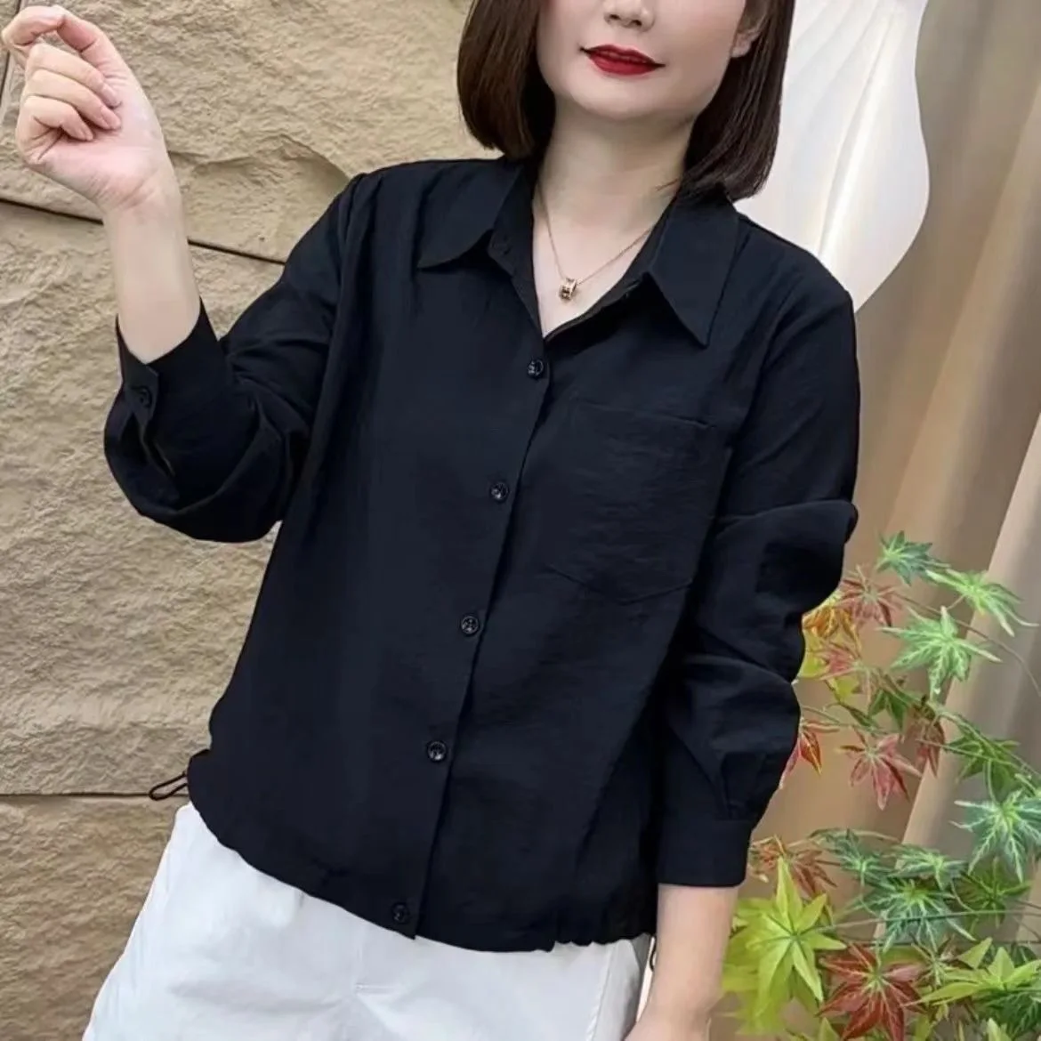 

Long Sleeve Shirts Womens Striped Button Down Blouses Lantern Sleeves Cottagecore Feminine Relaxed Autumn Daily Comfortable