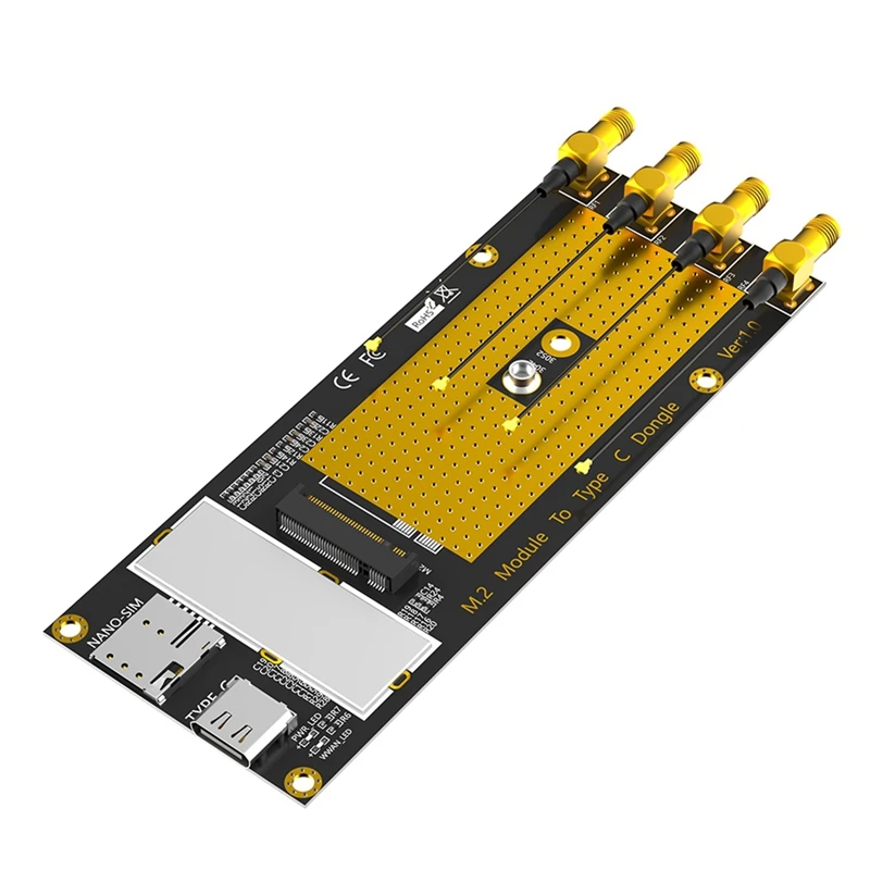 M.2(M.2) 3G/4G/5G Module to Type C /USB 3.0 Adapter with NANO SIM Card Slot for RM500Q/RM500U /GM800/ SIM8200 Module-ABVP