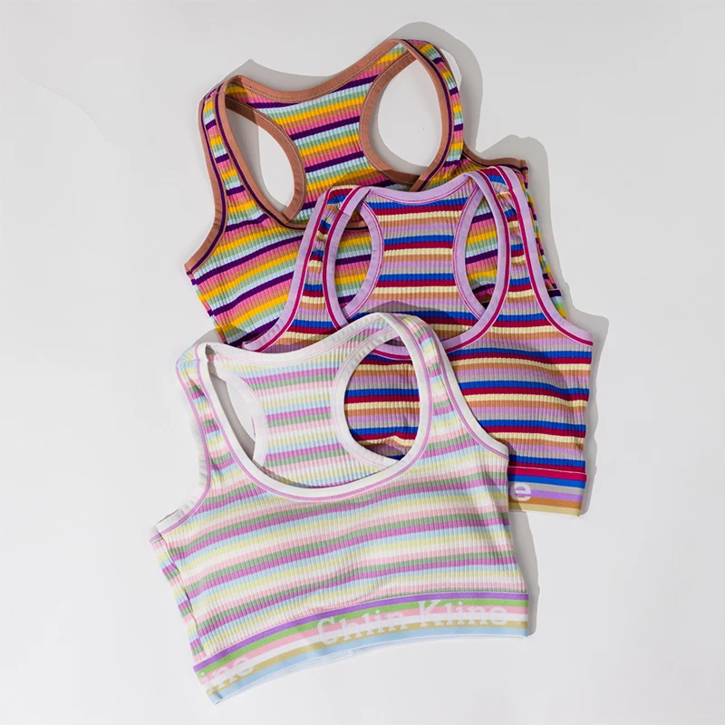 GK Brand Padded Bra Comfortable And Breathable Rainbow Stripe Bra