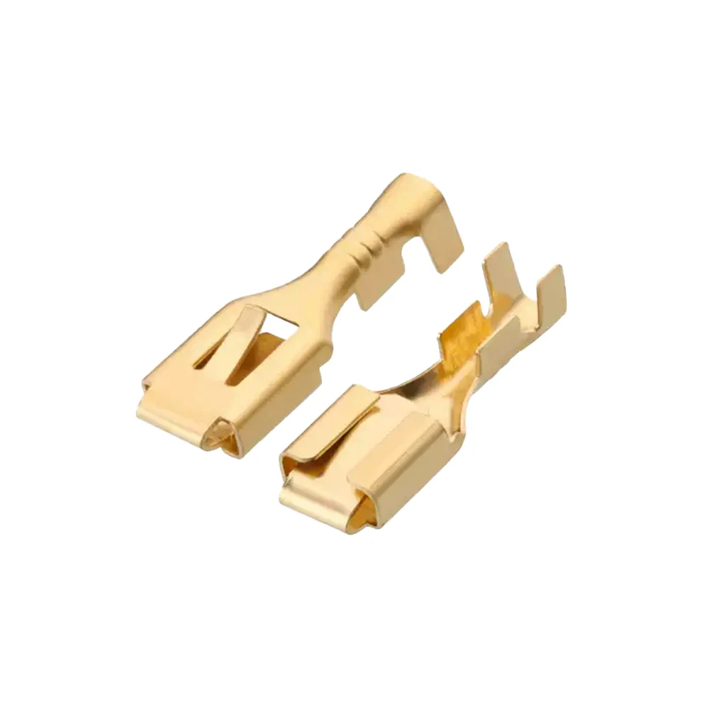 100 pièces 6.3mm broche carrée femelle borne de pelle bornes de câblage en cuivre pour Automobiles bus électriques DJ621-B6.3B