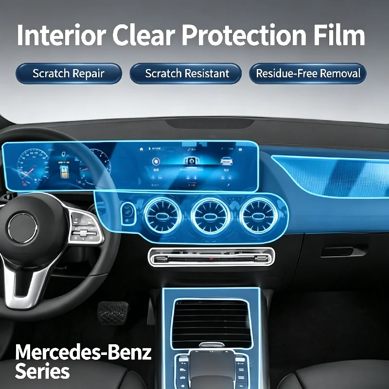 For 20-21 Mercedes-Benz New CLA200 Interior Protection Film Center Console Gear Shift Protection Sticker Transparent Film
