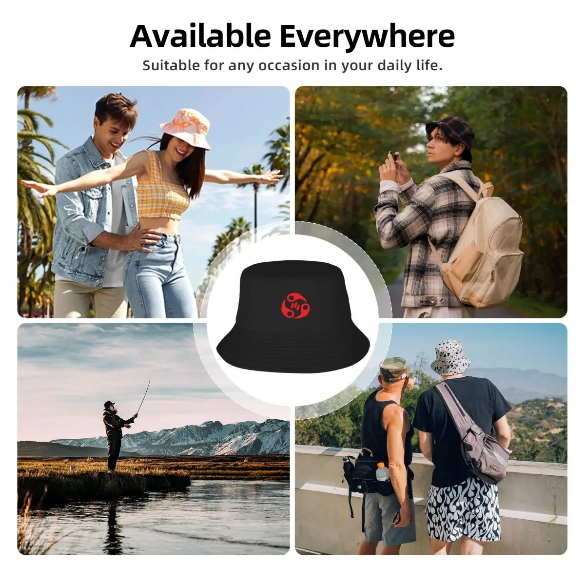 Red Son Coat Symbol Bucket Hat Sun Hat For Children Luxury Brand Mens Women's