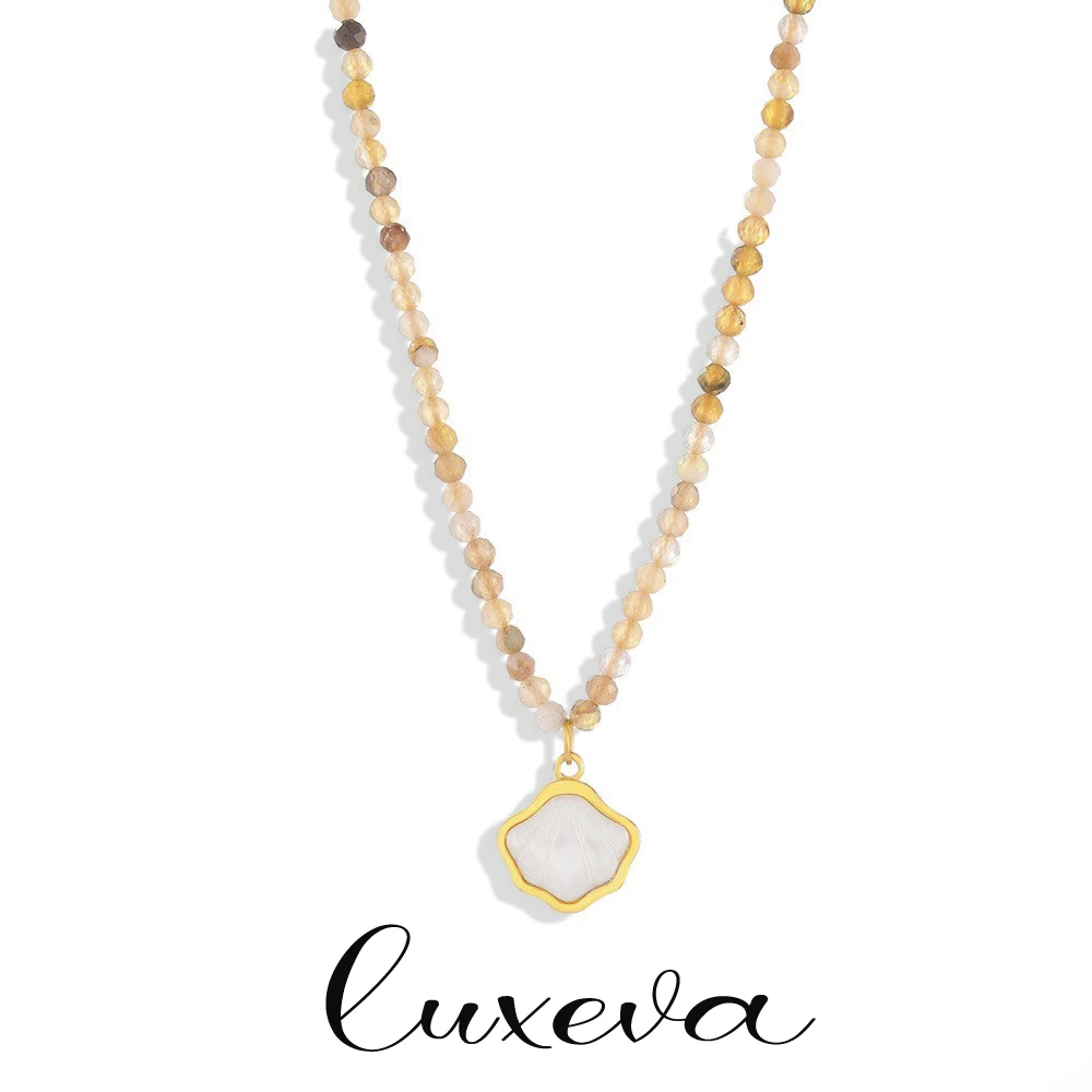 

Bohemian White Sea Bay Women's Pendant Natural Stone Beaded Stainless Steel Necklace Free Delivery Shipping Items Low Price