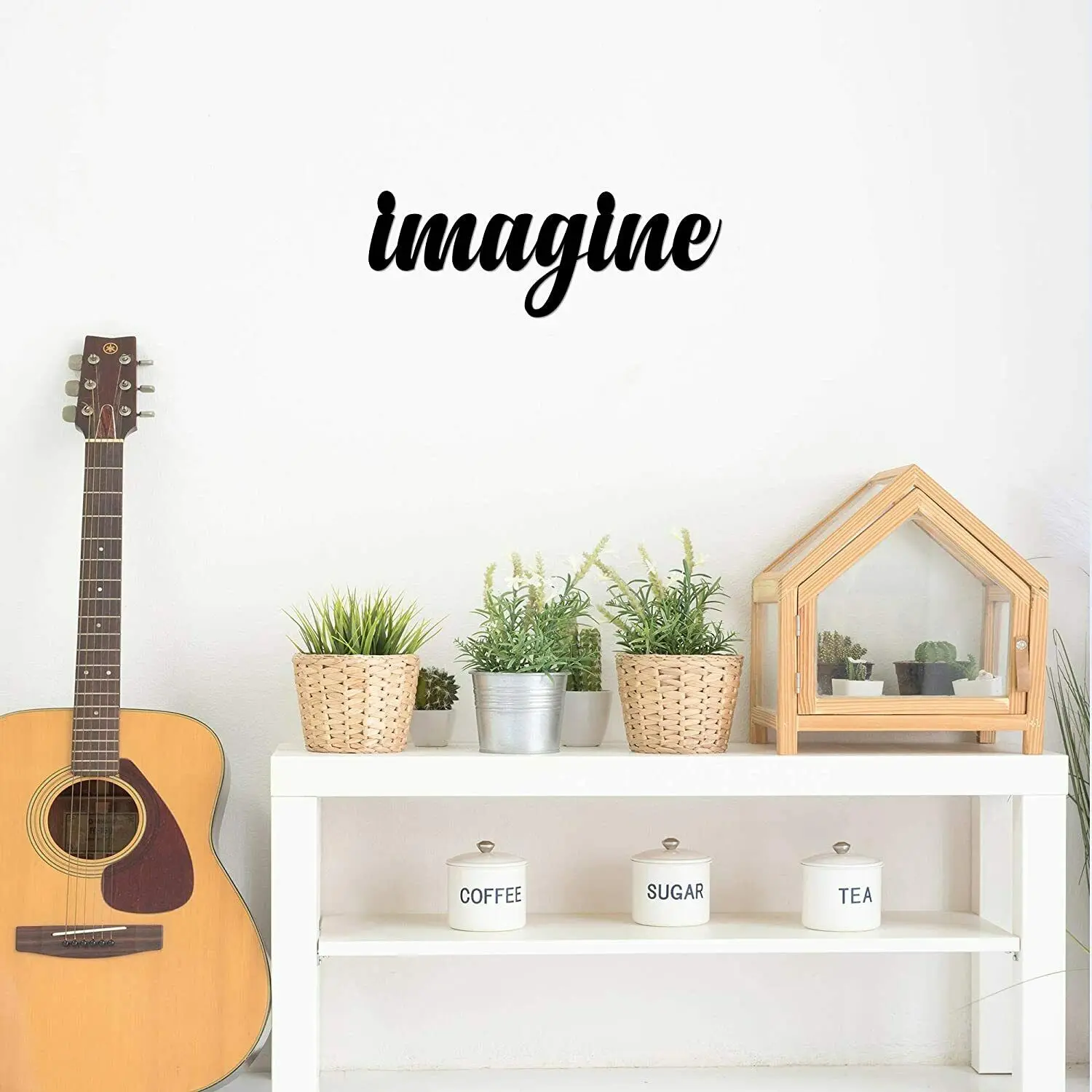 Imagine Metal Wall Sign Cursive Decorative Accent Decor Wall Decor Word Sign  Home Decor Metal Art Vintage Metal Plate Wall Art