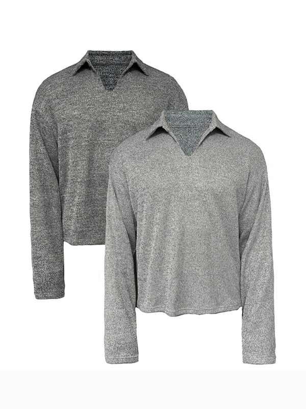 

Футболка Long Sve в американском стиле ретро с пшеничными ушками и v-образным вырезом, специальный цвет, цветовая текстура, приятный для кожи свитер базового слоя для мужчин