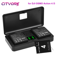 CITYORK DJI Osmo Action 4 Battery With LCD Dual Charging Box for DJI Action 3 Action 4 Sports Camera Accessories