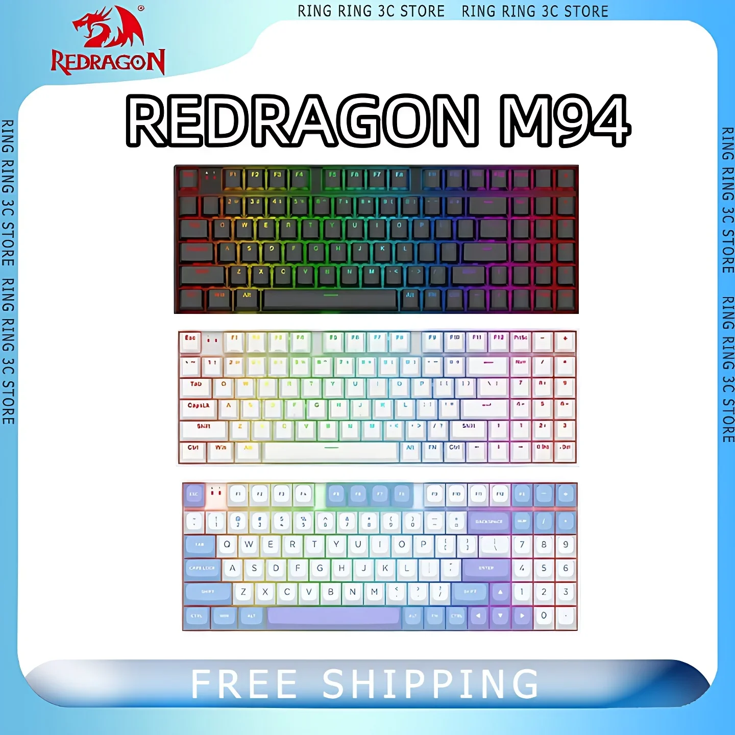 

REDRAGON M94 Magnetic Axis Mechanical Keyboard 94keys RGB Light Hot Swappable Office Laptop Gamer Pc Customized Gaming Keyboard