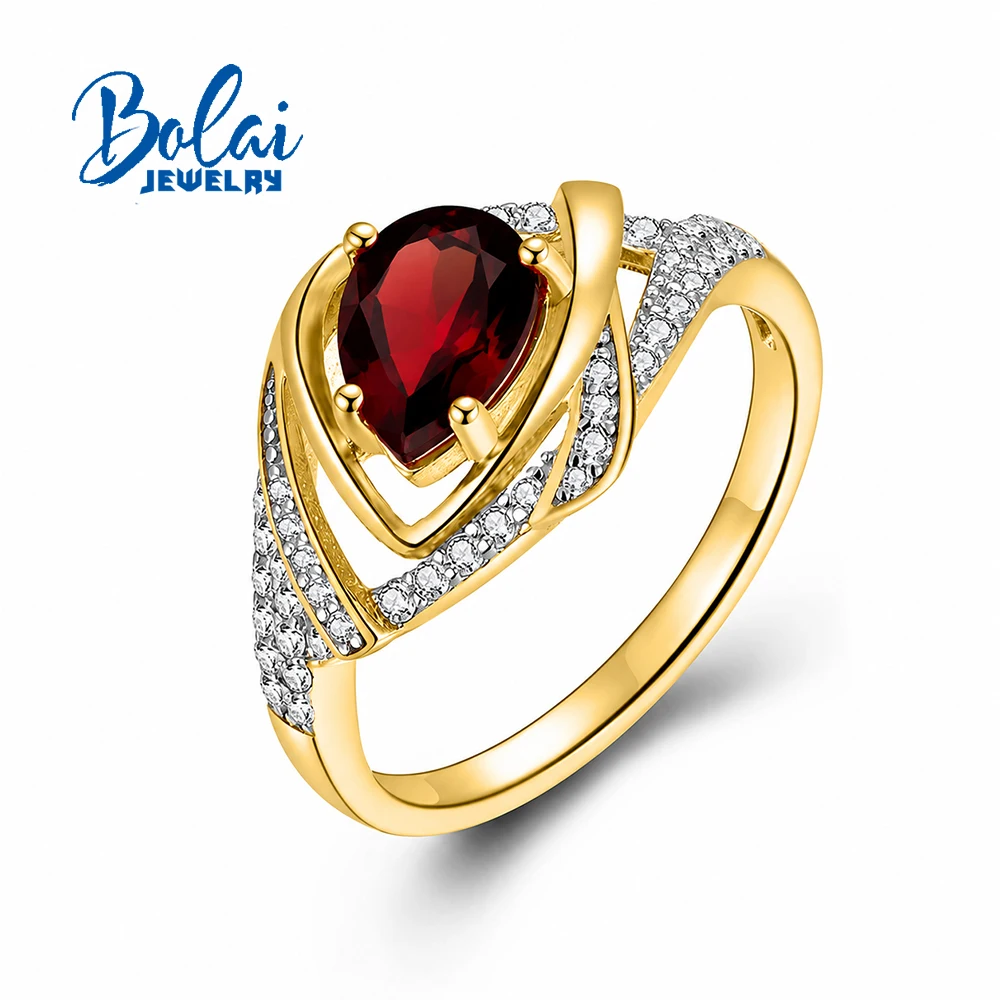 Simple design 925 Sterling Silver Ring January Birthstone Natural garnet Fine Jewelry for women's valentines gifts