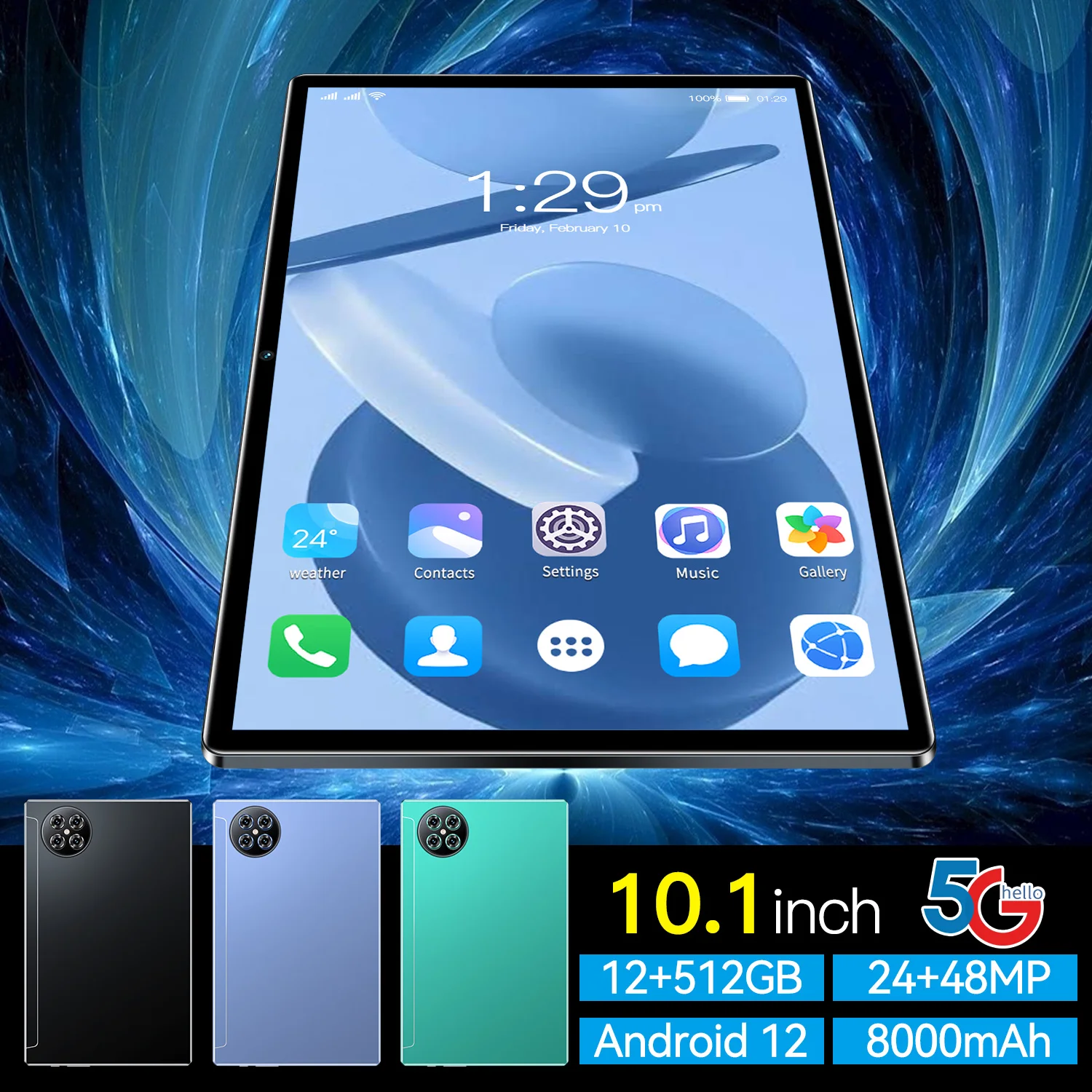 New X90 Android 12 10.1-inch tablet 12GB RAM+512GB ROM MTK6797 10 core processor 12000mAh 24MP+48MP Bluetooth 5G Popular Tablets