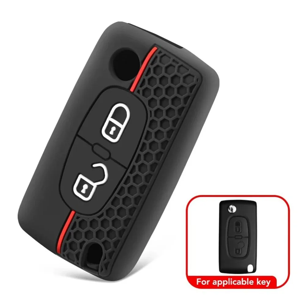 Silicone Flip Remote Car Key Case Cover For Citroen C2 C3 C4 C5 C6 Xsara Berlingo Peugeot 207 307 308 407 607 807 Protector Fob