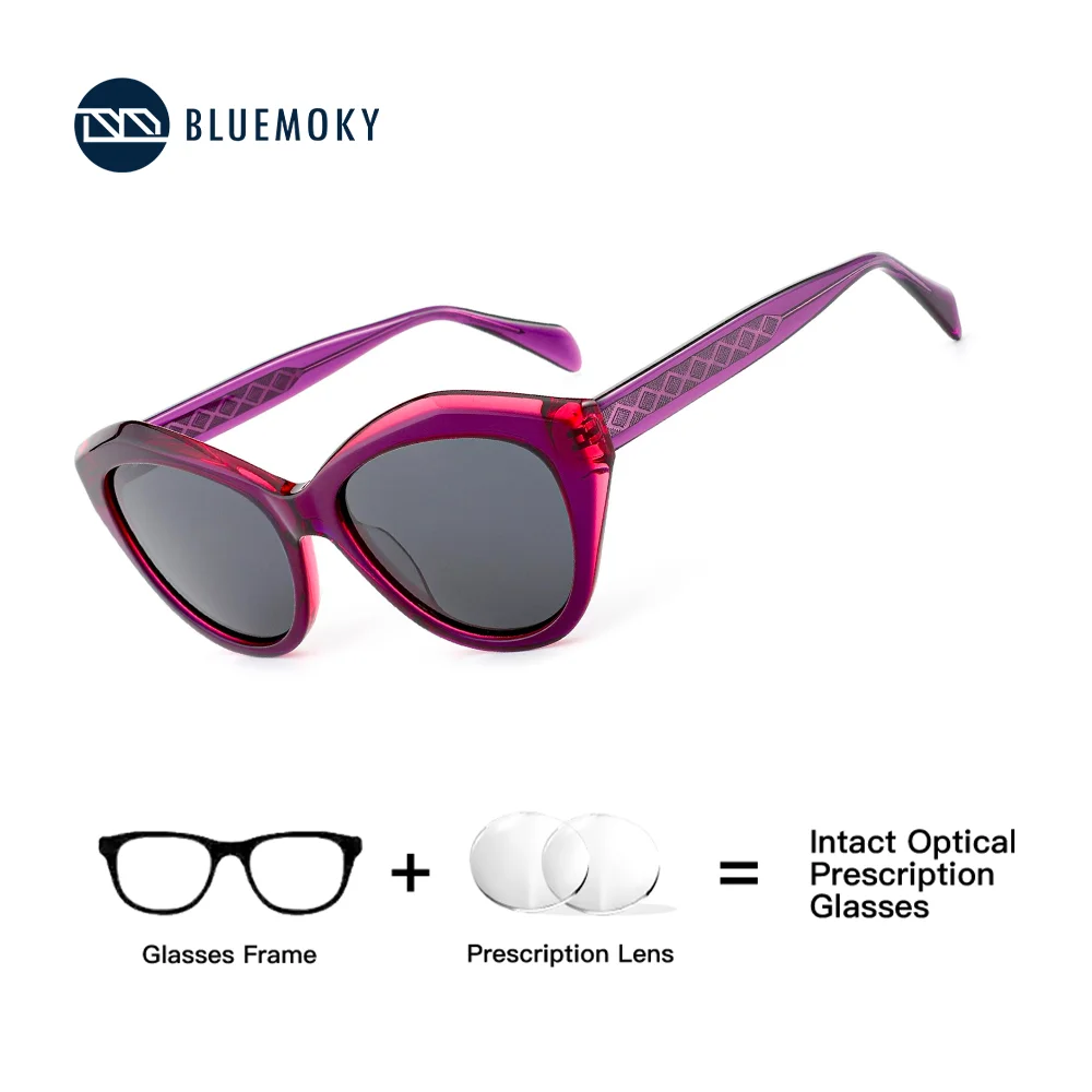 

BLUEMOKY Handmade Acetate Myopia Prescription Sunglasses Women Fashion Cat Eye Uv400 Polarized Corrective Sun Glasses
