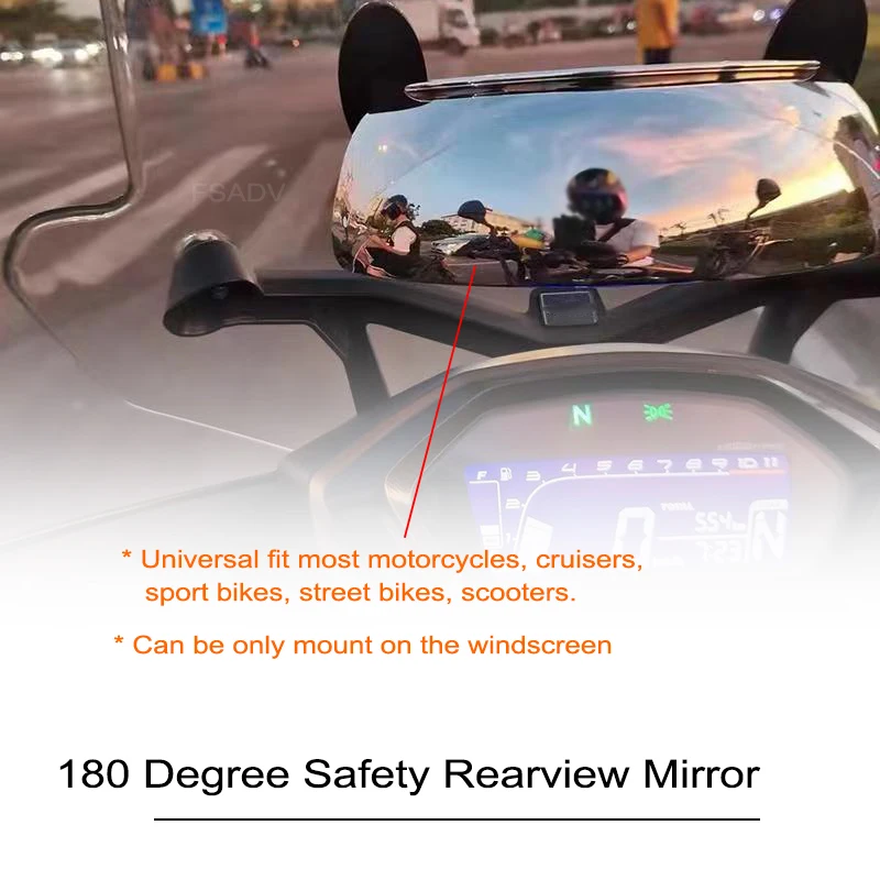 Motorcycle Windscreen 180 Degree Blind Spot Mirror Wide Angle Rearview Mirrors Small Rear View Mirror For BMW R1200GS R1250GS