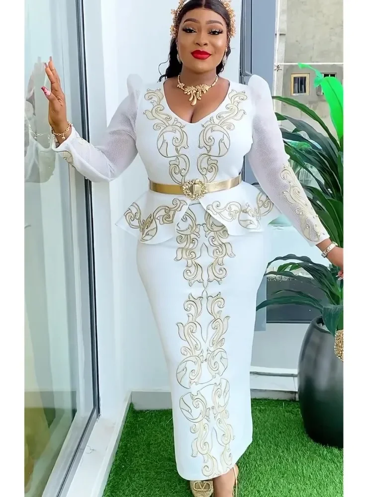 Elegant African Dresses for Women 2024 New Africa Clothing Plus Size Turkey Wedding Party Long Dress Dashiki Ankara Outfits Robe