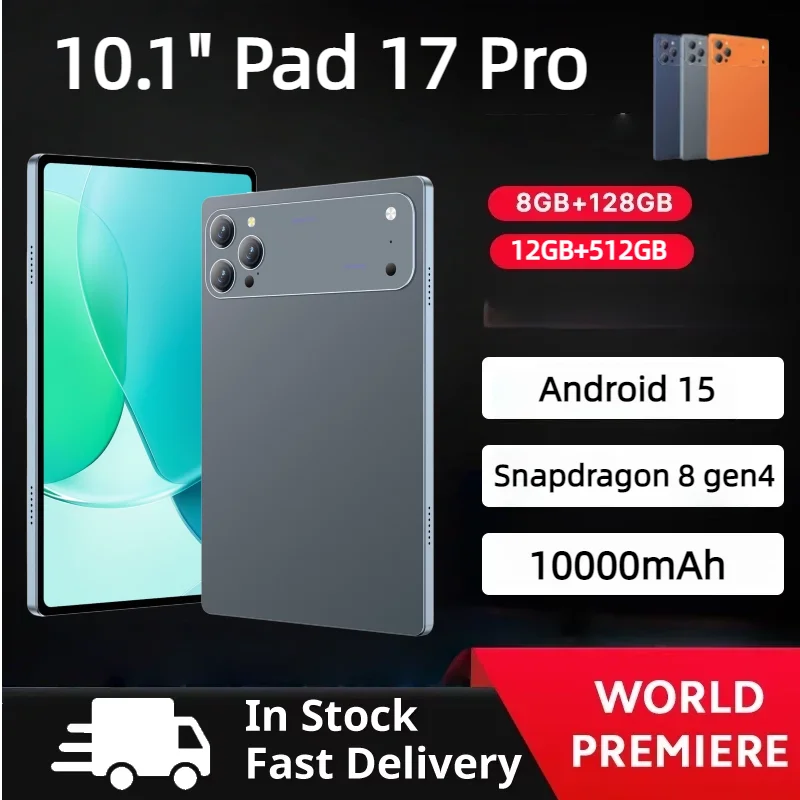 Pad 17 Pro Original Global Tablet PC Android 15 12GB+512GB 10000mAh Battery 5G Dual SIM 4K HD WiFi Bluetooth For Study Gaming