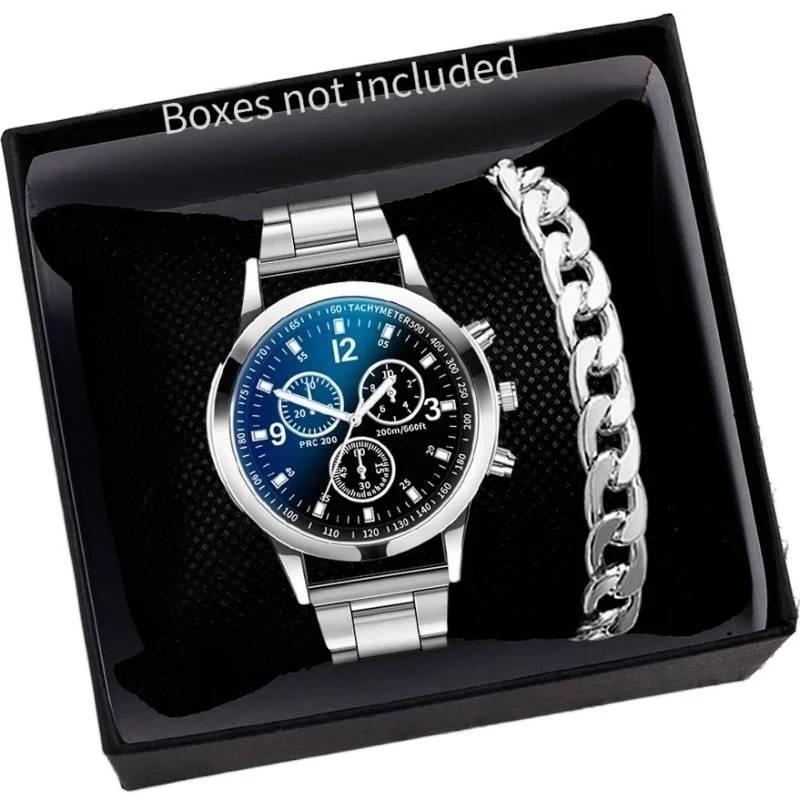 

Trendy Men's Quartz Wristwatch Leather Strap Stylish Student Watch with Bracelet Combo Fashion Luxury Male Watches Boy Gifts