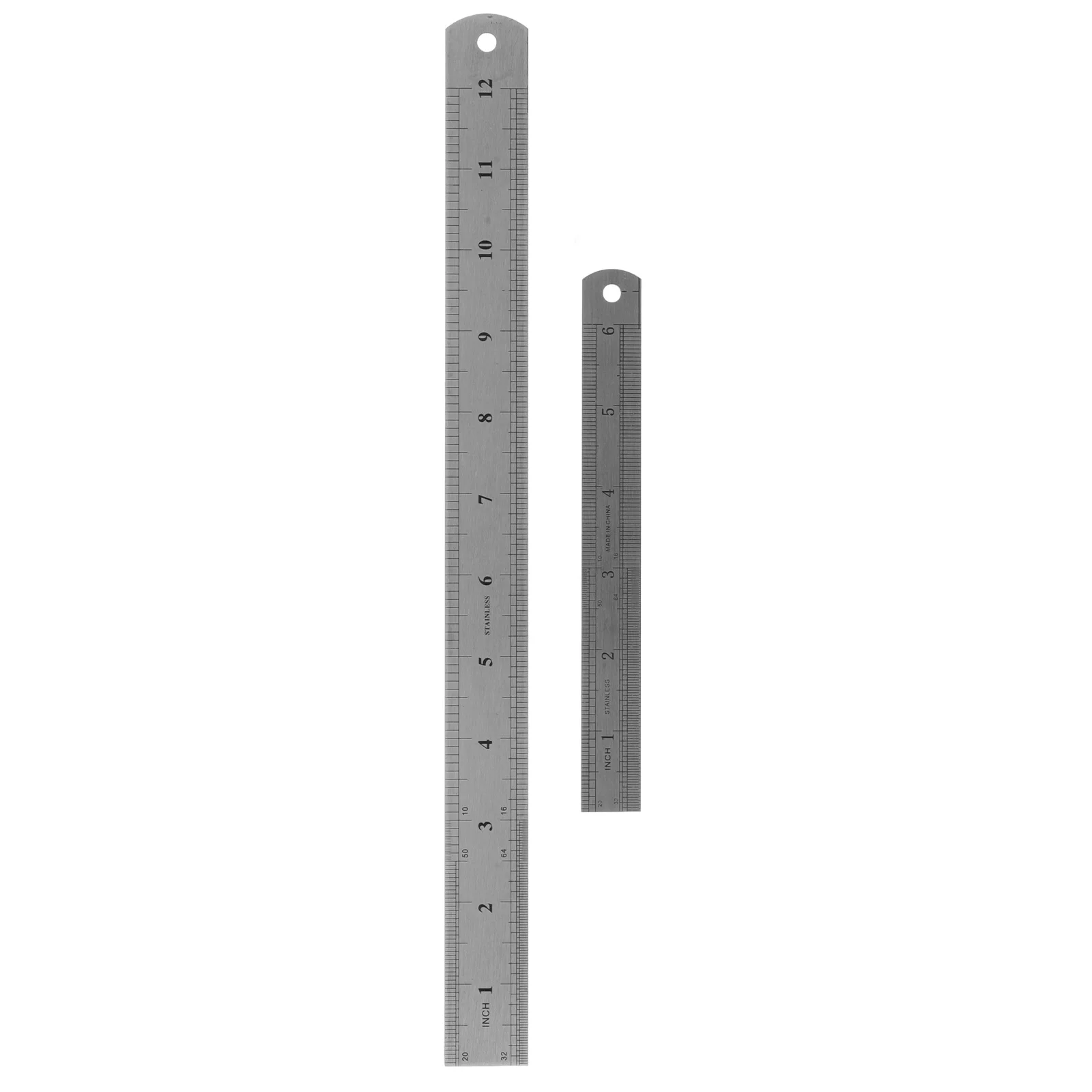 

2pcs Metal Straight Ruler Dual-Scale Measuring Tool For Geometry Math Learning Office Stationery Multi-Functional Drafting Tool
