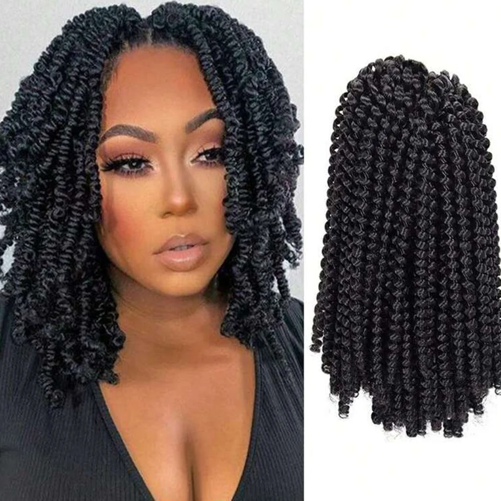 8inch Spring Twists Synthetic Fiber Fluffy Crochet Braids Low Temperature Spring Twist Braiding Hair for Women Hair Extension