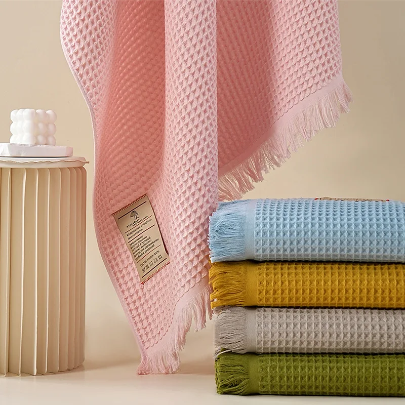 95X190cm Waffle Cotton Bath Towels for Men and Women, Absorbent and Comfortable Couple's Large Towels, Wrapping Towels Christmas