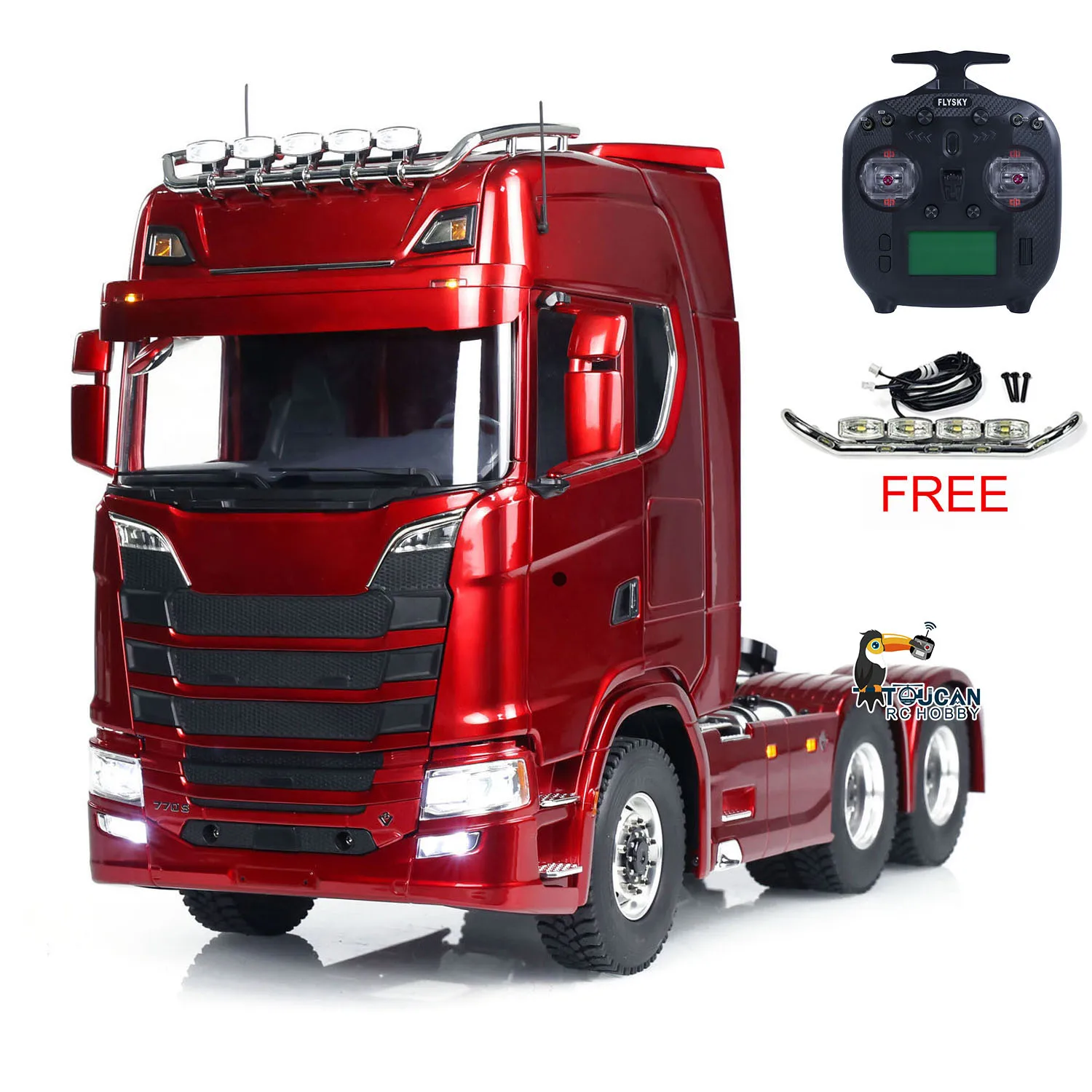 1/14 6x6 770S RC 트랙터 트럭 리모컨 자동차 페인트 완성 모델, CNC 차동 잠금 차축 사운드 라이트 차량 TH24244