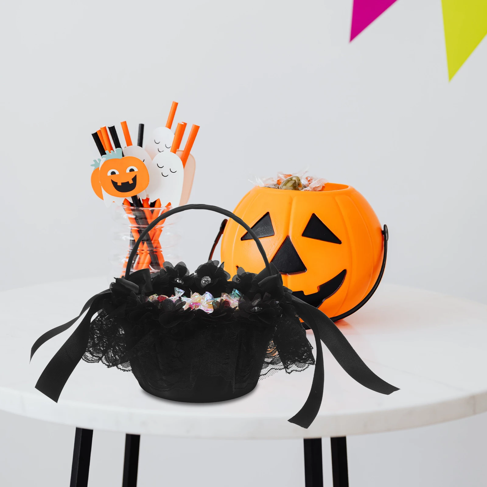 Czarny Pleciony Koszyk do Przechowywania, Ręczny Koszyk dla Druhny na Kwiaty na Przyjęcia Weselne, Mini Koszyk na Kwiaty, Dekoracja, Przenośny Kosz na Pranie do Domu