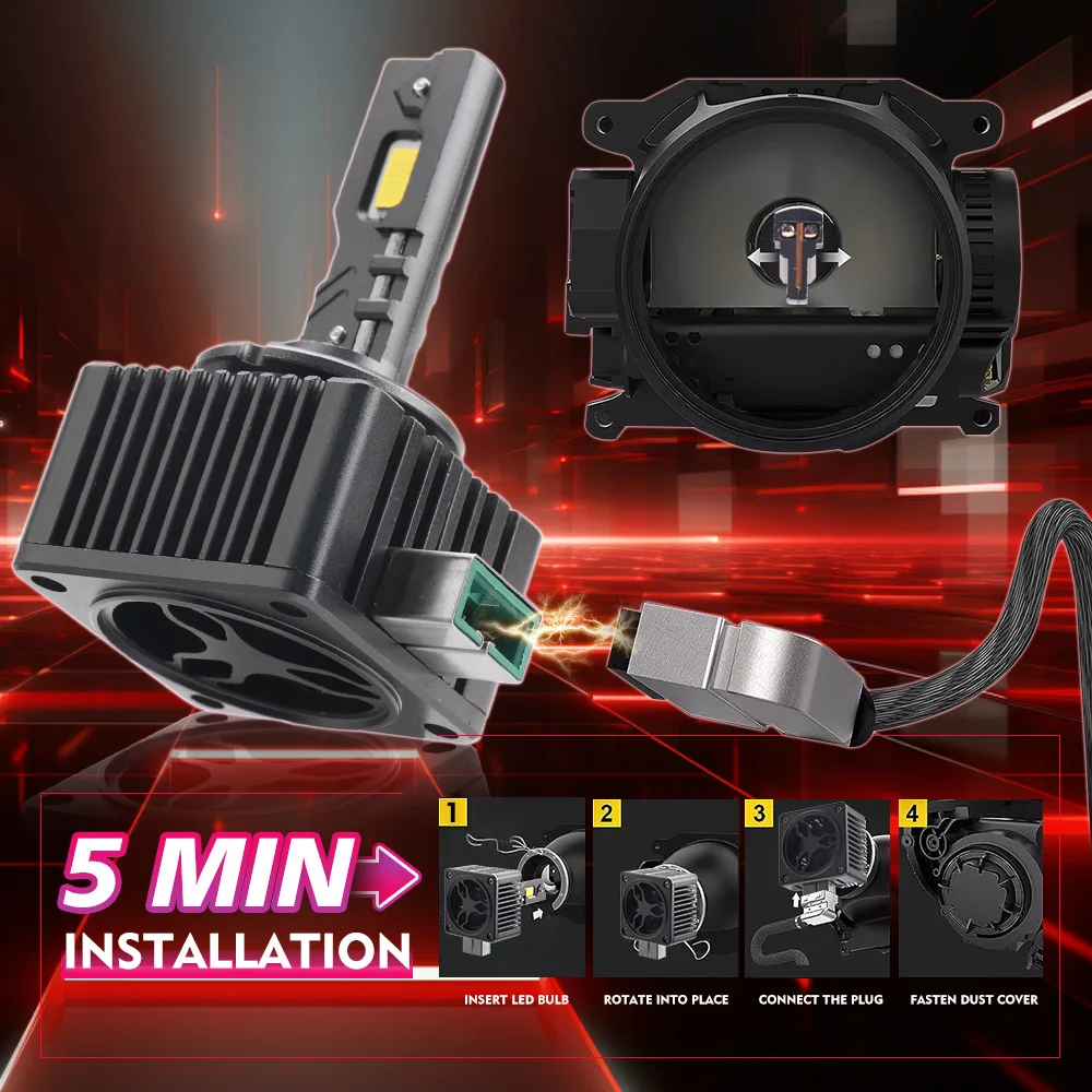 Roadsun D1S D3S LED Headlights 1:1 Car Lamp Xenon HID 2 Copper Tube D2S D4S D1R D2R D3R D4R 30000LM Auto Bulbs CSP Chip 6000K