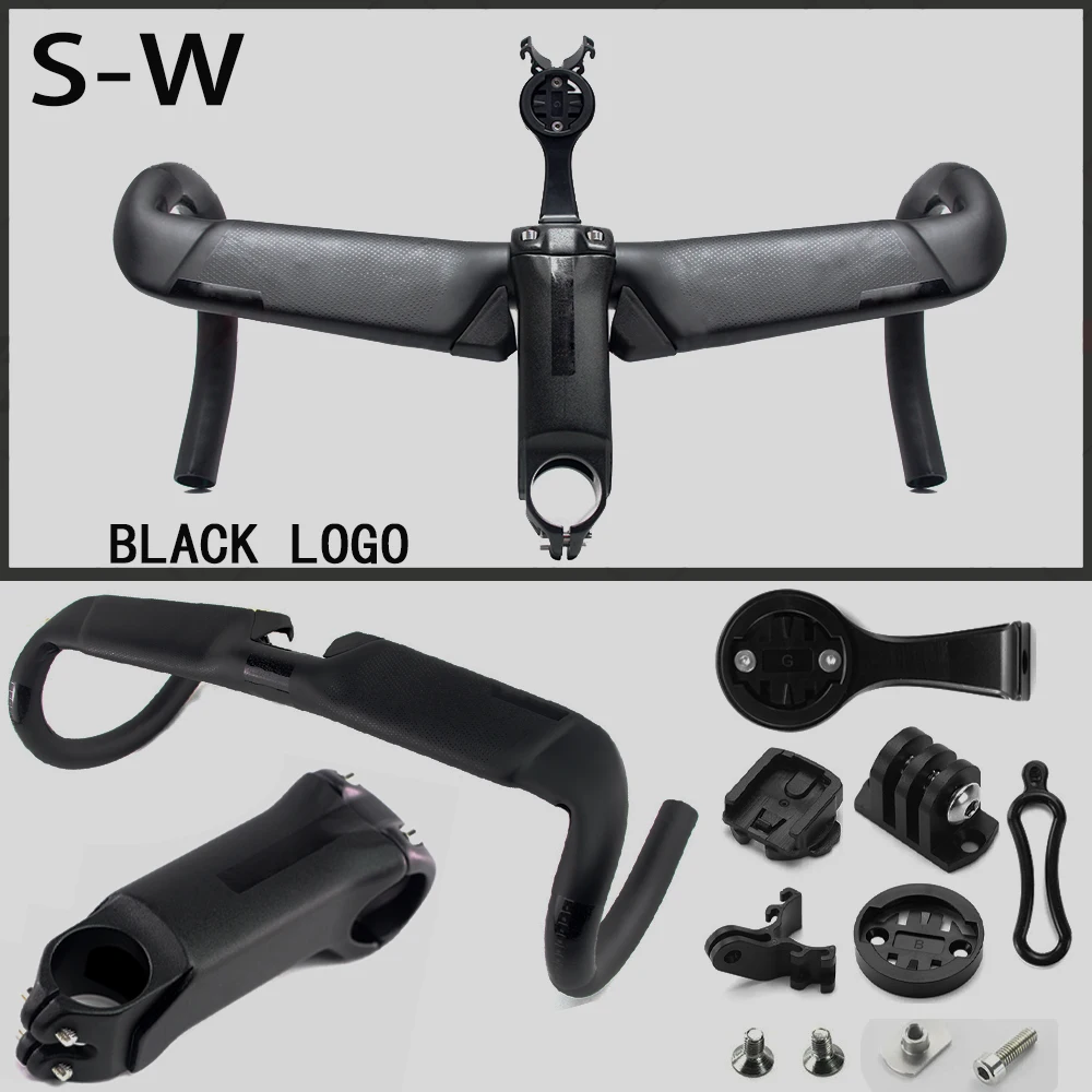 road Bike Integrated Handlebar S-W SL7 Carbon Handlebars Matte 31.8mm 400/420/440mm Alloy Bike Stem 90/100/110mm Bicycle Parts