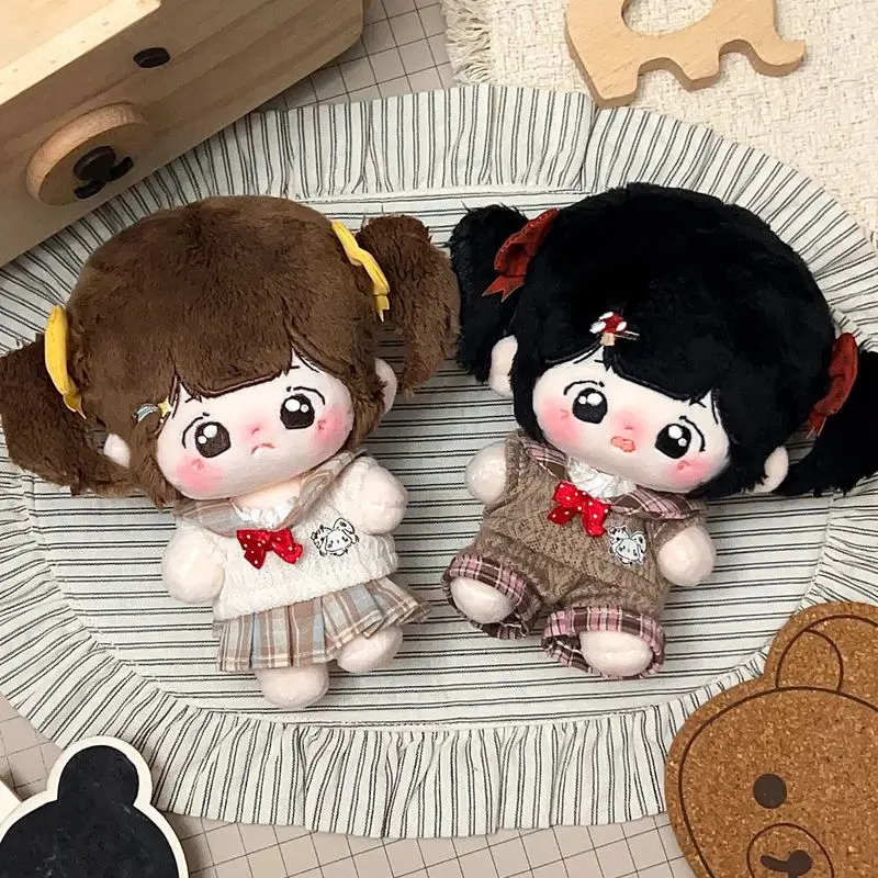 10cm Cotton Doll Clothes Tea Tea Grid Sailor Clothes Polka Dot Bow Decoration Suitable For Various Doll Body Types And 13cm KT
