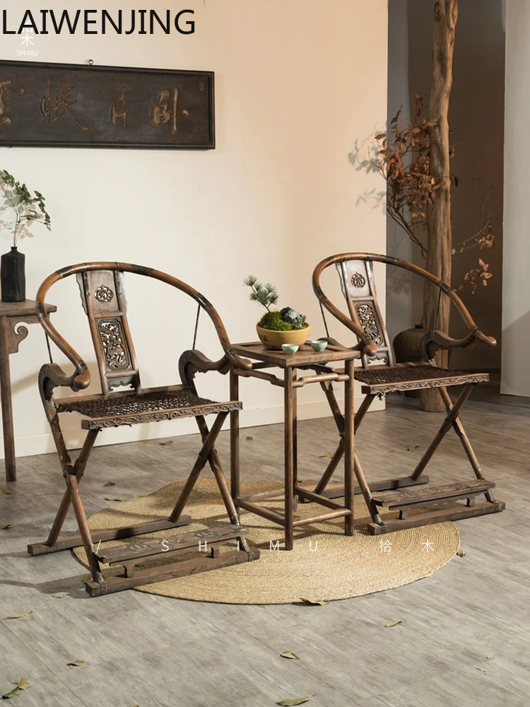 

SGF Three-Piece Folding Chinese Antique-Style Old Furniture Set with Distressed Imperial Chair