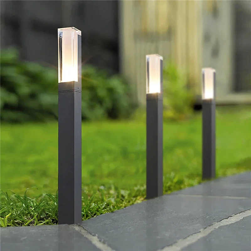 

27/40cm 7W Square Aluminum Pillar Path Aisle Waterproof Lawn Lamps Garden Street Patio Ground Landscape LED Lighting Home Decor