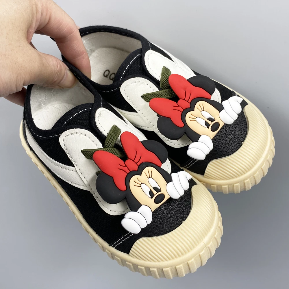 Disney Children \'s Canvas Shoes Soft Bottom Non-slip Child Casual Shoes Kids Sneakers Cute Mickey Minnie Boys and Girls Shoes