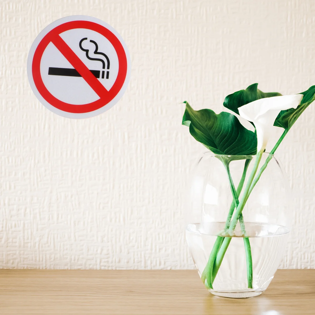 4 Uds. Pegatinas de señal de advertencia para No fumar, pegatinas antiarañazos con logotipo de advertencia para No fumar, decoración de pared para cafetería, restaurante (blanco)