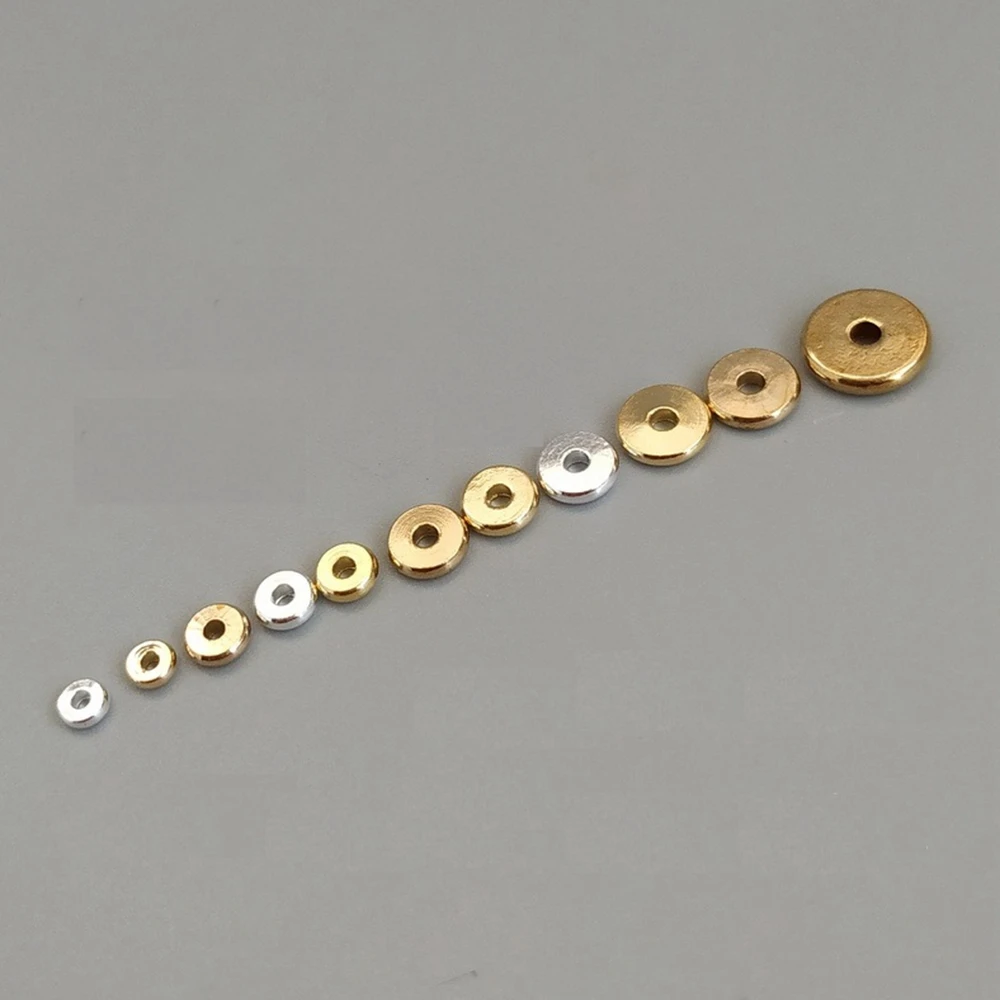 Brass silver gold Plated Flat Round 3mm 4mm 5mm 6mm Loose Spacer Beads For Jewelry Making accessories