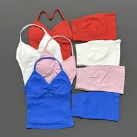 2 Pieces Sports Set Women Backless Tank Yoga Tops High Waist Scrunch Seamless Shorts Sport Gym Set Sportswear Workout Set - Image 2