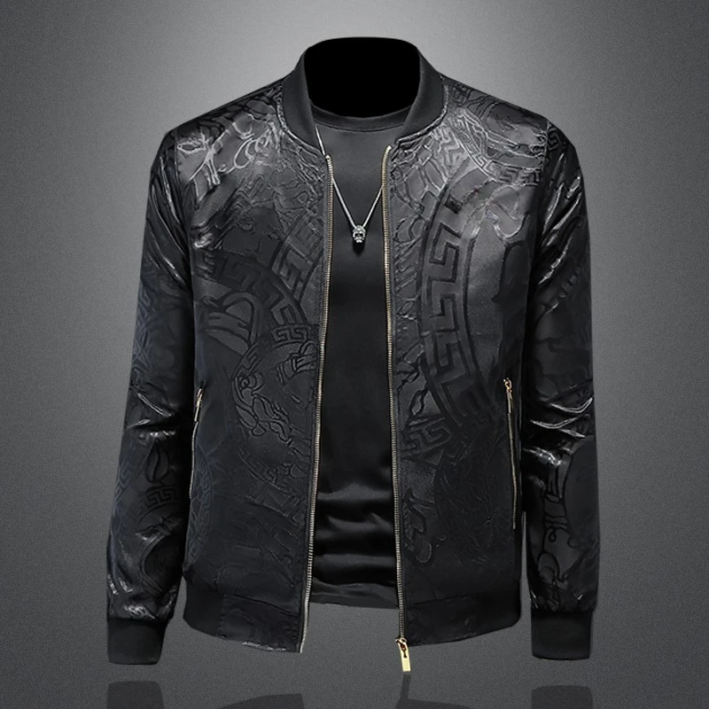 Новая роскошная мужская Корейская Модная приталенная Высококачественная куртка мужская Корейская приталенная тонкая однотонная куртка с воротником-стойкой