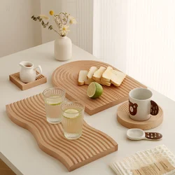 Ins Style Creative Irregular Wooden Tray Decorative Tray Japanese Desktop Aromatherapy Tray Storage Snack Tray