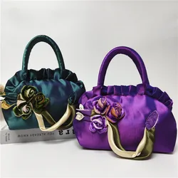 Silk Top Handle Handbag Fashion Dacron Coin Purse Mini Carrying Bag