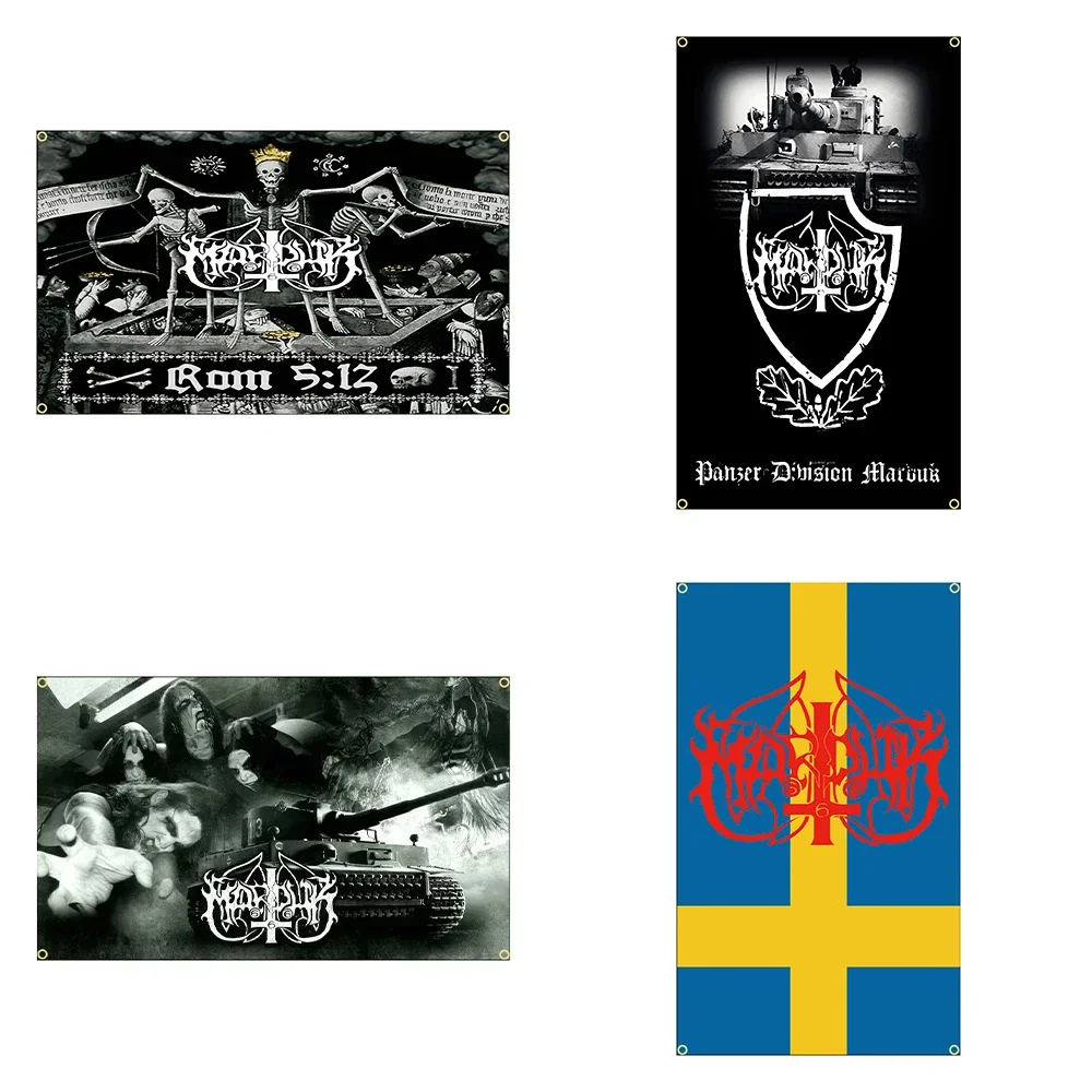 Bandera Marduks de banda de Metal oscuro de 90x150cm, arte colgante impreso, banderas de banda de oro negro, pancarta, decoración de Bar, cafetería y Hotel