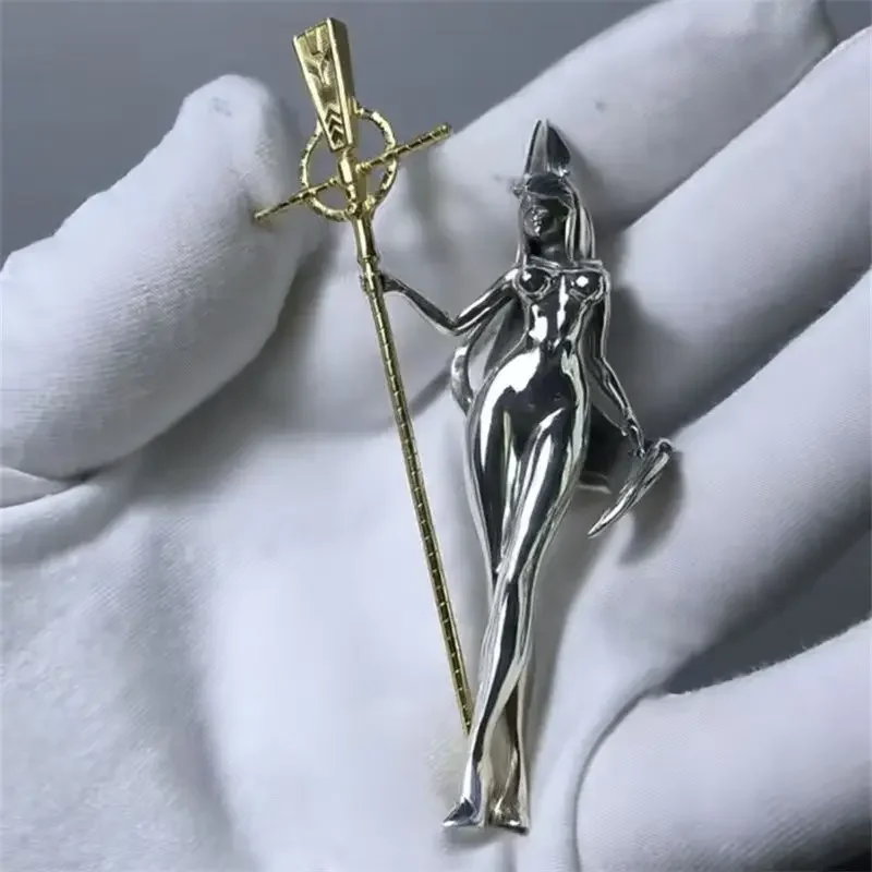 Anubis Pendant Necklace Egyptian Mythology Original Hand-made Rock Art Gothic Accessories