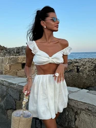 Marthaqiqiq White Ladies Nightgowns Suit Crop Top Sleepwear V-Neck Nightwear Tank Tops Nightie Shorts Causal Female Pajamas Set