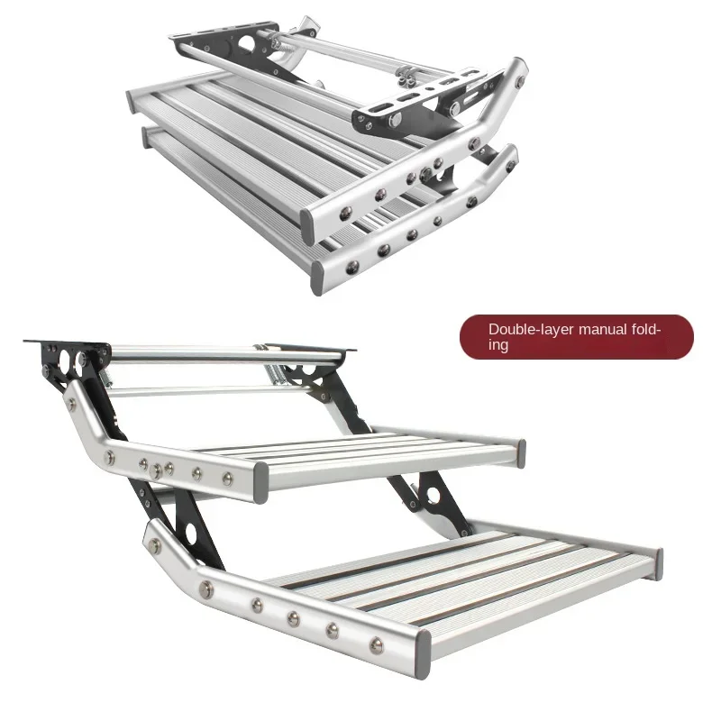 Caravan Foot Steps Manual Folding Ladder Steps Aluminum Alloy Telescopic Non-slip Camper Travel Trailer Caravan Accessories