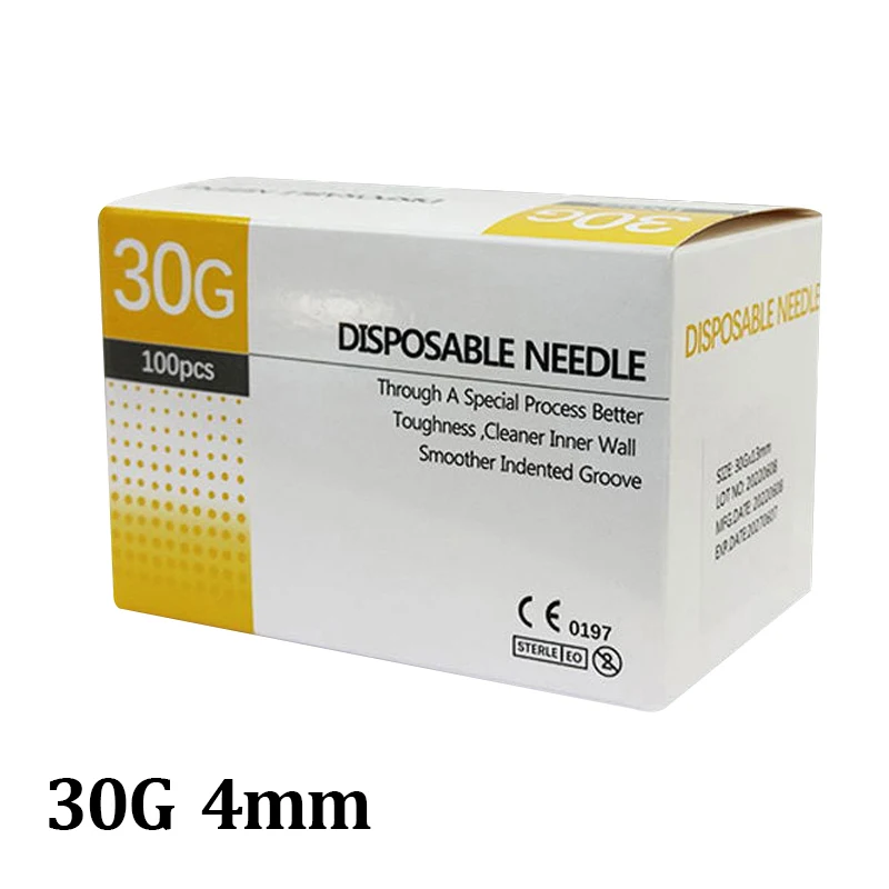 100PCS 25G 30G 32G 33G 34GPainless Nadel 4/6/13mm Schönheit Ultrafeine Piercing transparente Spritze Injektion Kleber Klare Spitze Kappe