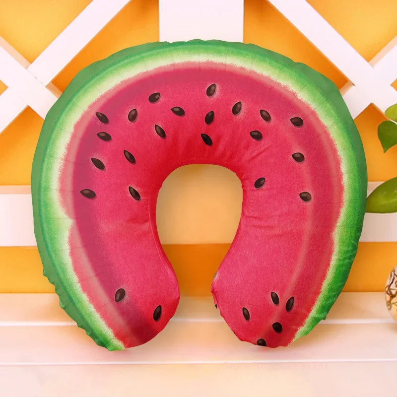 Fruit U Shaped Travel Pillow Neck Pillow Watermelon Orange Car Pillows Cartoon Animals Soft Cushion Home Textile