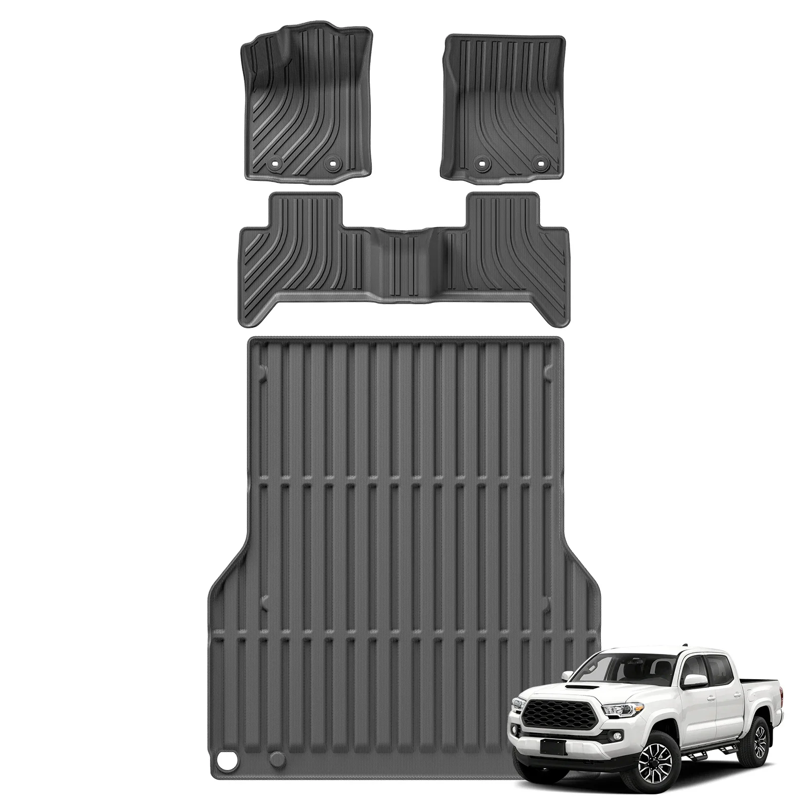 

for 2016-2023 Toyota Tacoma 5FT Short Bed Only Double Cab and Automatic Car Floor Mats All Weather TPE 3D Foot Mat Black