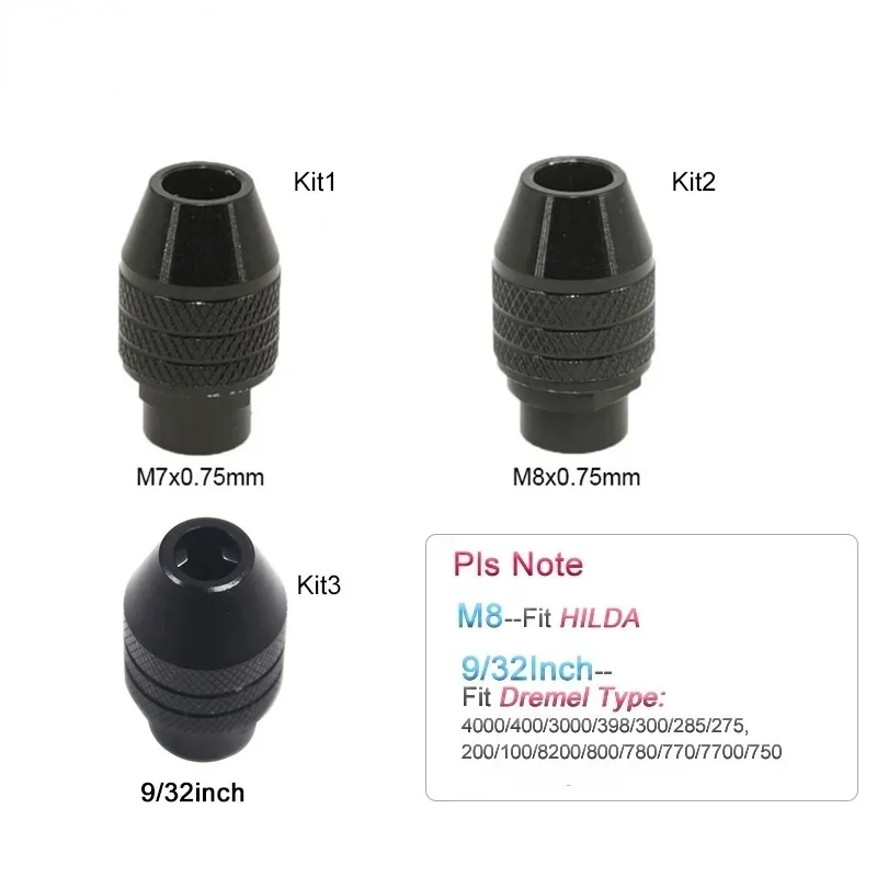 3 Pcs M8/M7 Mini Drill Chuck Accessory for Dremel Rotary Tool and  Grinder   Faster Bit Swaps  Accessoy