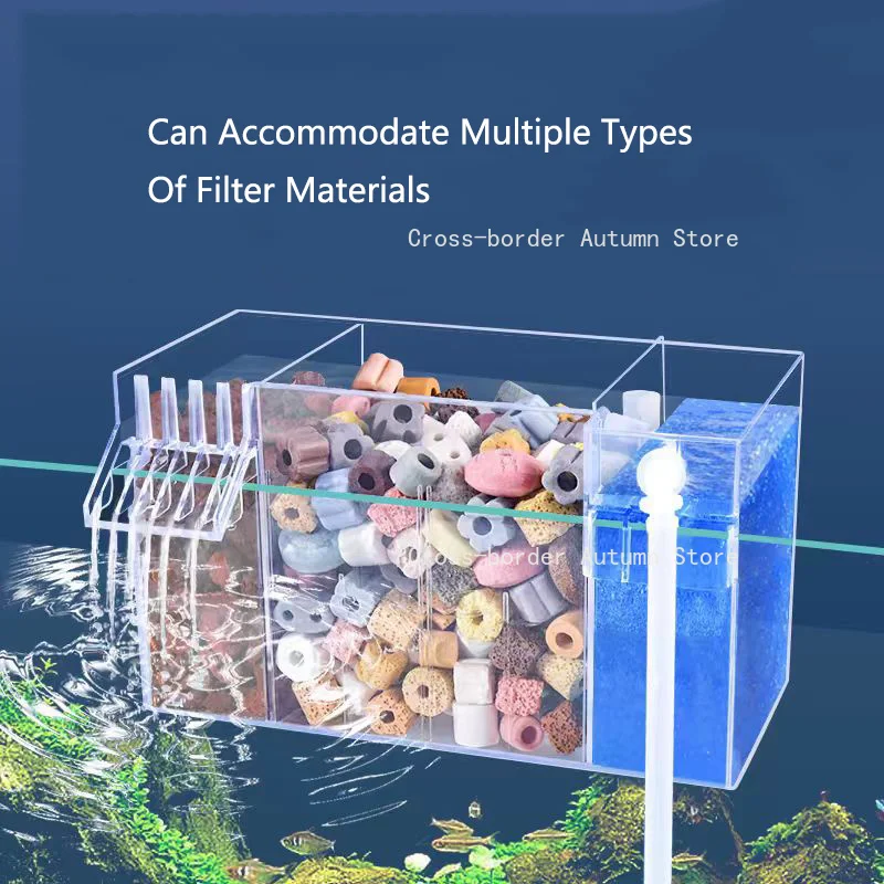 Aquarium External Filter Box Acrylic Filter Dry and Wet Separation 4 in 1 Silent External Suspend Fish Tank Drip Overflow New
