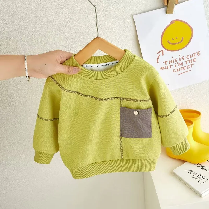 

Children's Sweater Spring and Autumn New Long sleeved Top for Boys Small and Medium Sized Children's Outwear Bottom for Baby