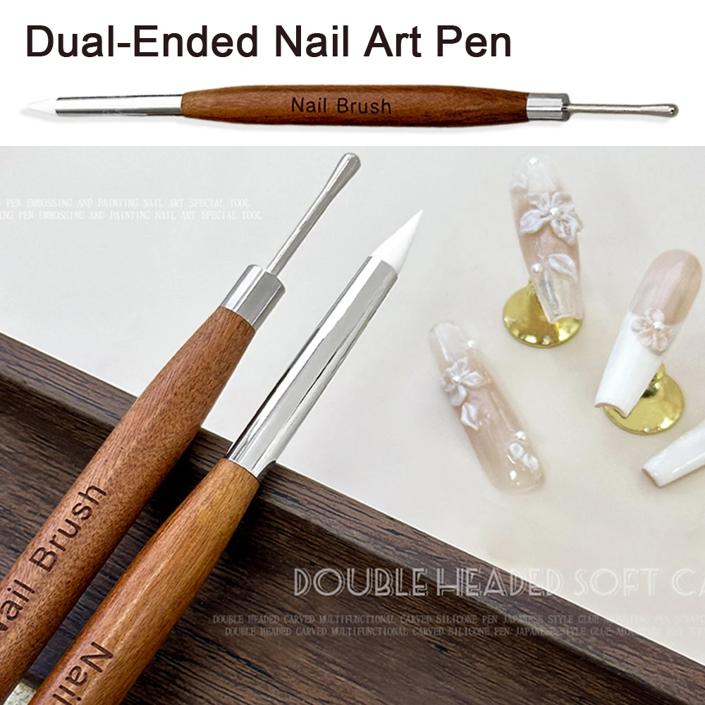 

1 шт., двусторонняя ручка для рисования ногтей, 16 см, с деревянной ручкой, 3D кисть для рисования цветов, гель для ногтей, ручка для смешивания, многофункциональный инструмент для дизайна ногтей